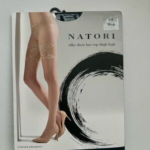 Natori Silky Sheer Lace Top Thigh Highs - Nude